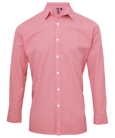 Camisa de algodn de manga larga Microcheck (Gingham) | Rojo/Blanco