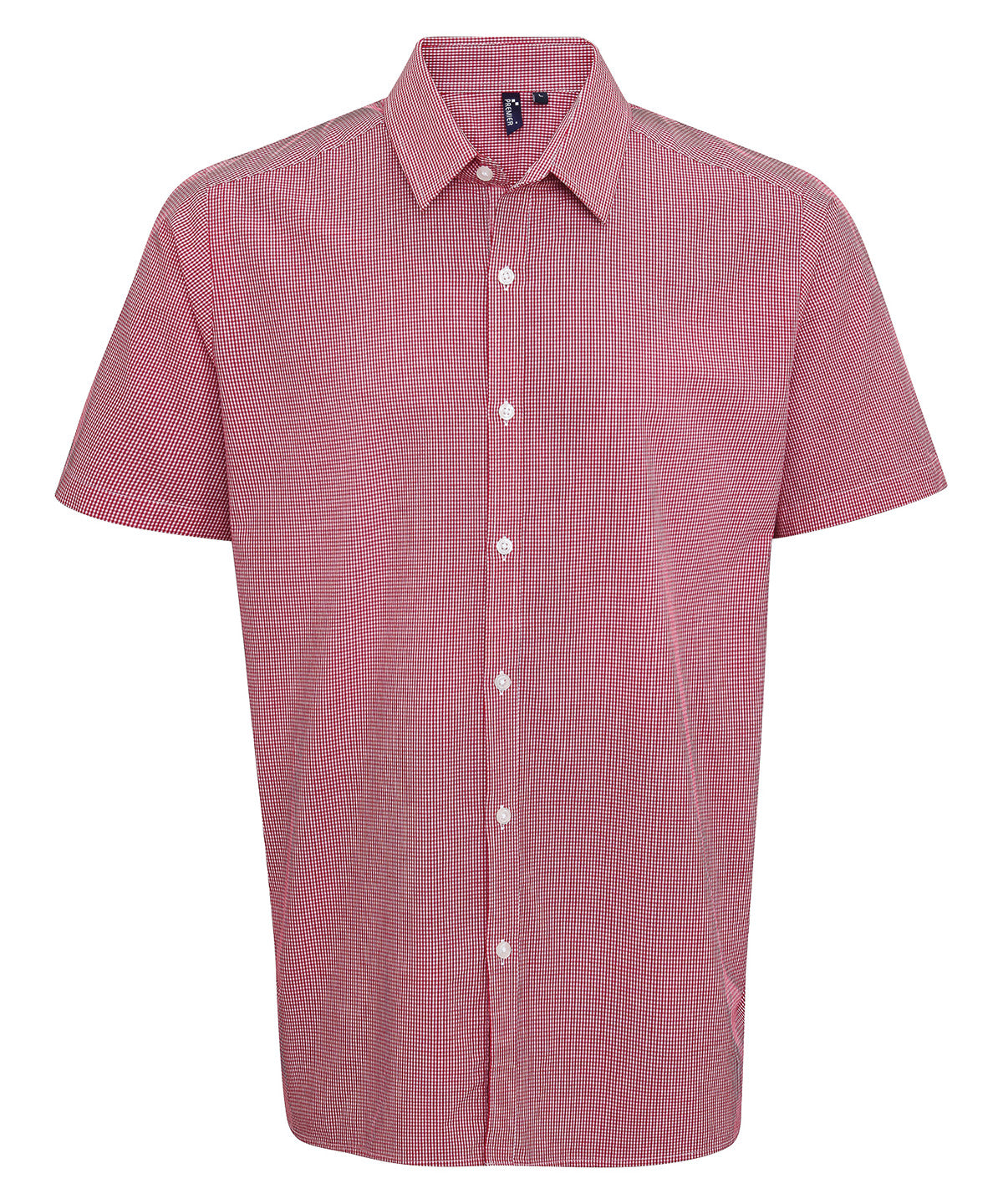 Camisa de algodn de manga corta con estampado de Microcheck (Gingham) | Rojo/Blanco