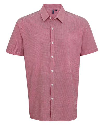 Camisa de algodn de manga corta con estampado de Microcheck (Gingham) | Rojo/Blanco