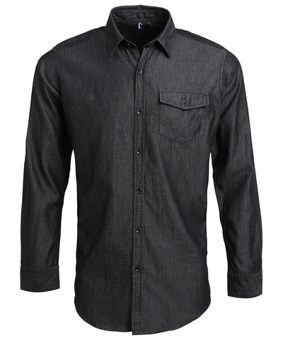 Camisa vaquera con costuras de jeans | Denim Negro