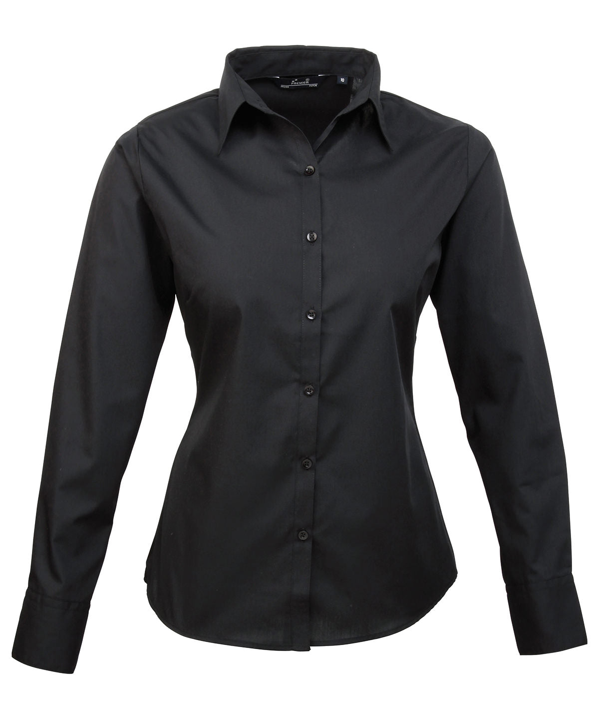 Blusa de manga larga de popeln para mujer | Negro