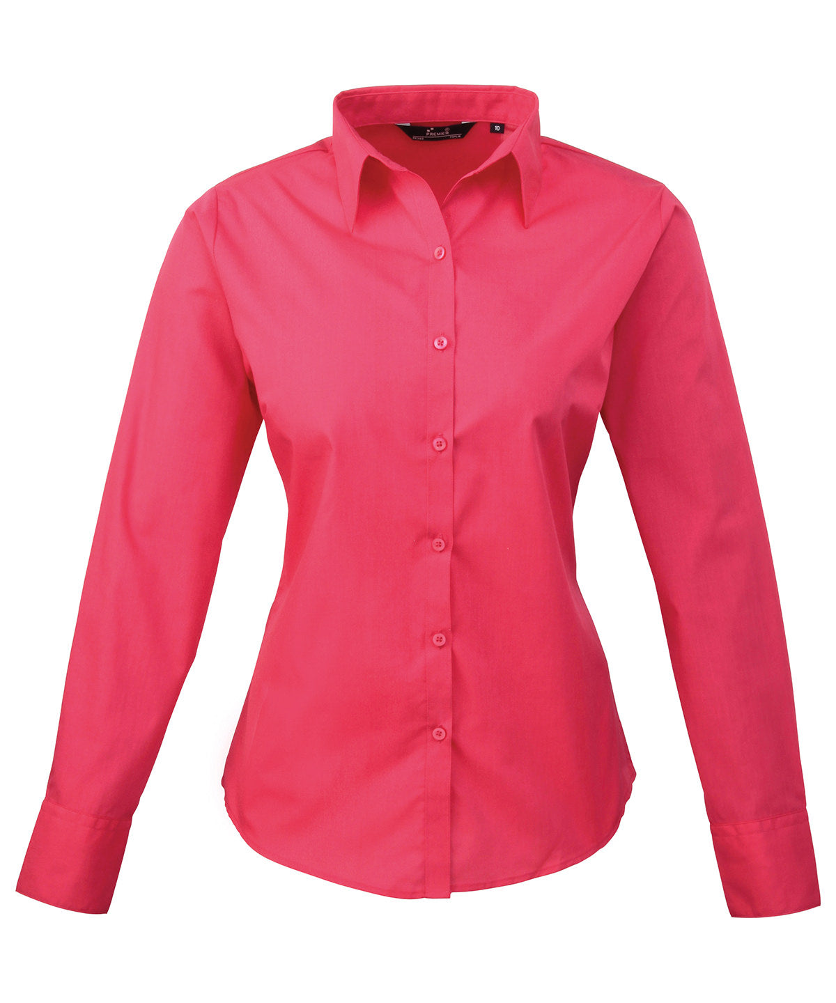 Blusa de manga larga de popeln para mujer | Rosa Intenso