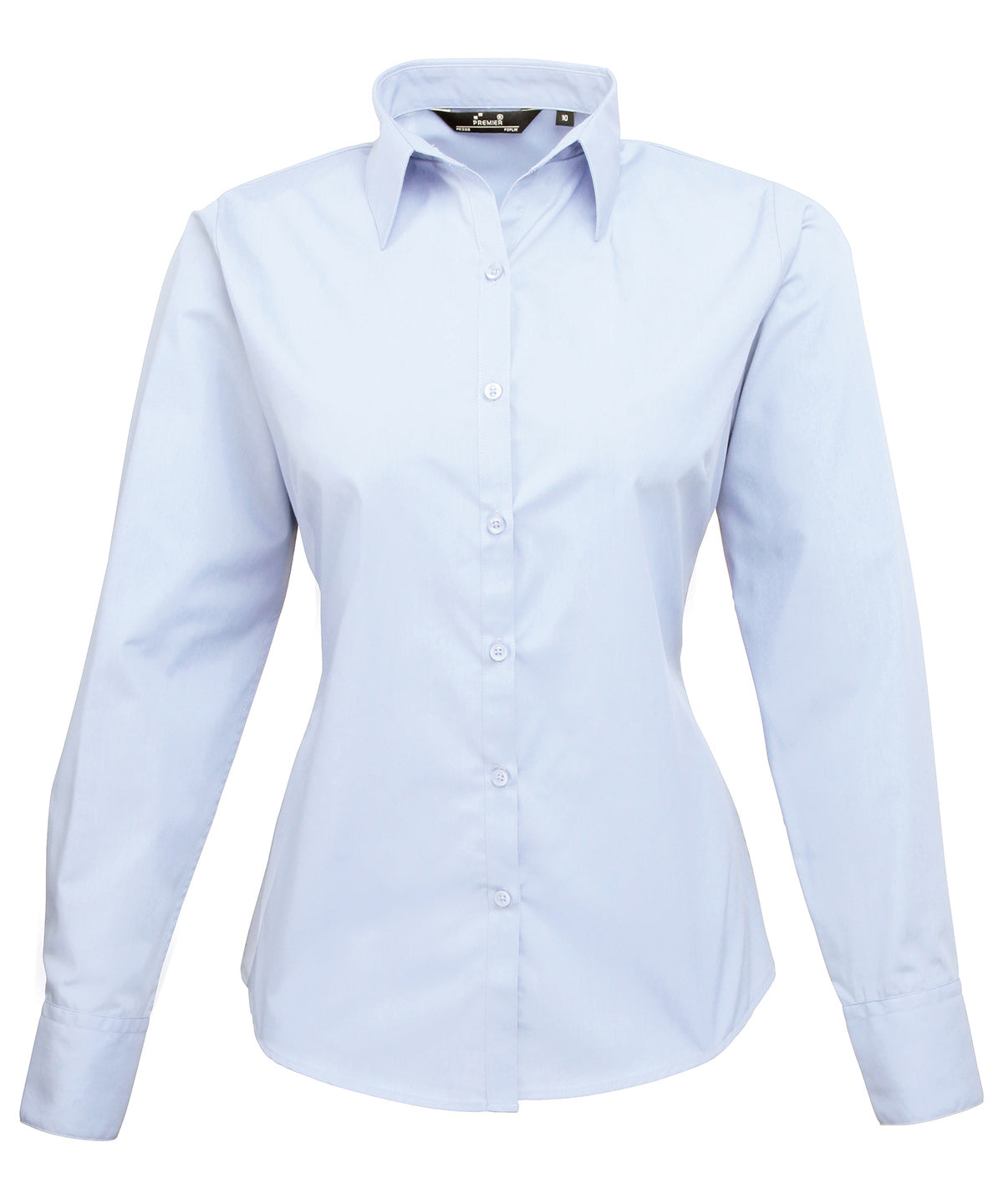 Blusa de manga larga de popeln para mujer | Azul Claro