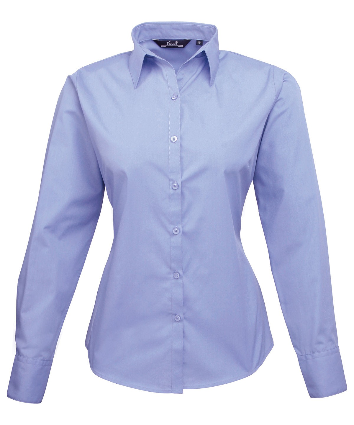 Blusa de manga larga de popeln para mujer | Azul Medio