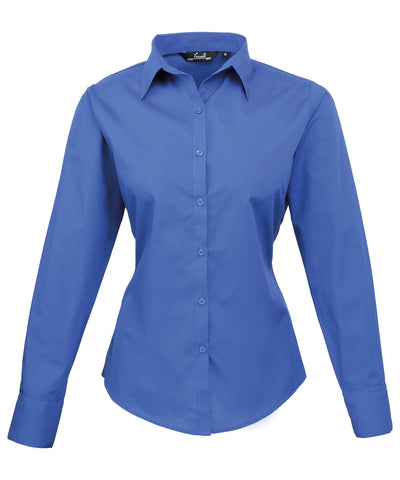 Blusa de manga larga de popeln para mujer | Azul Real