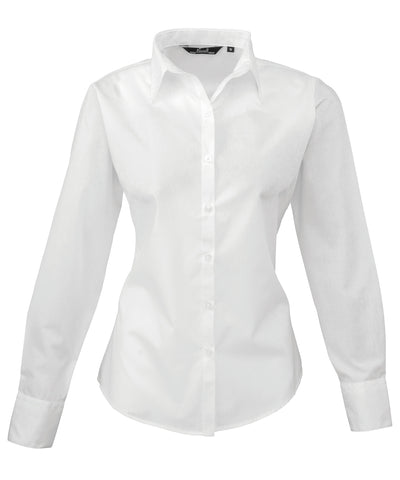 Blusa de manga larga de popeln para mujer | Blanco
