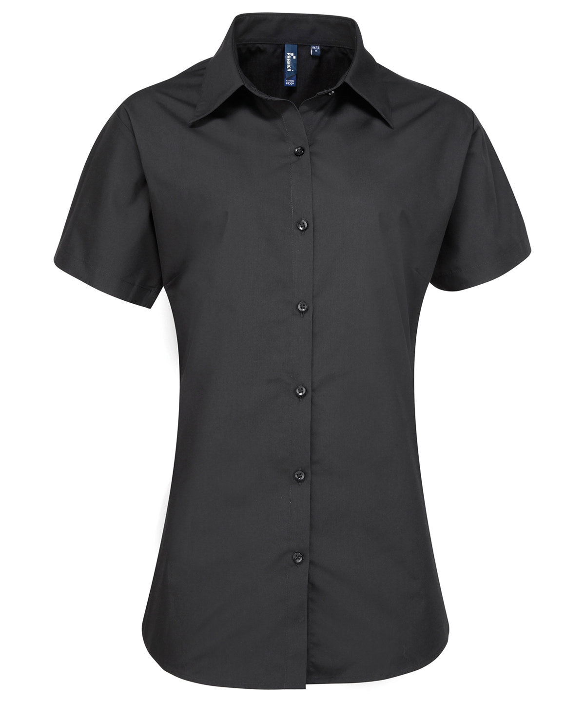 Camisa de manga corta de popeln supremo para mujer | Negro