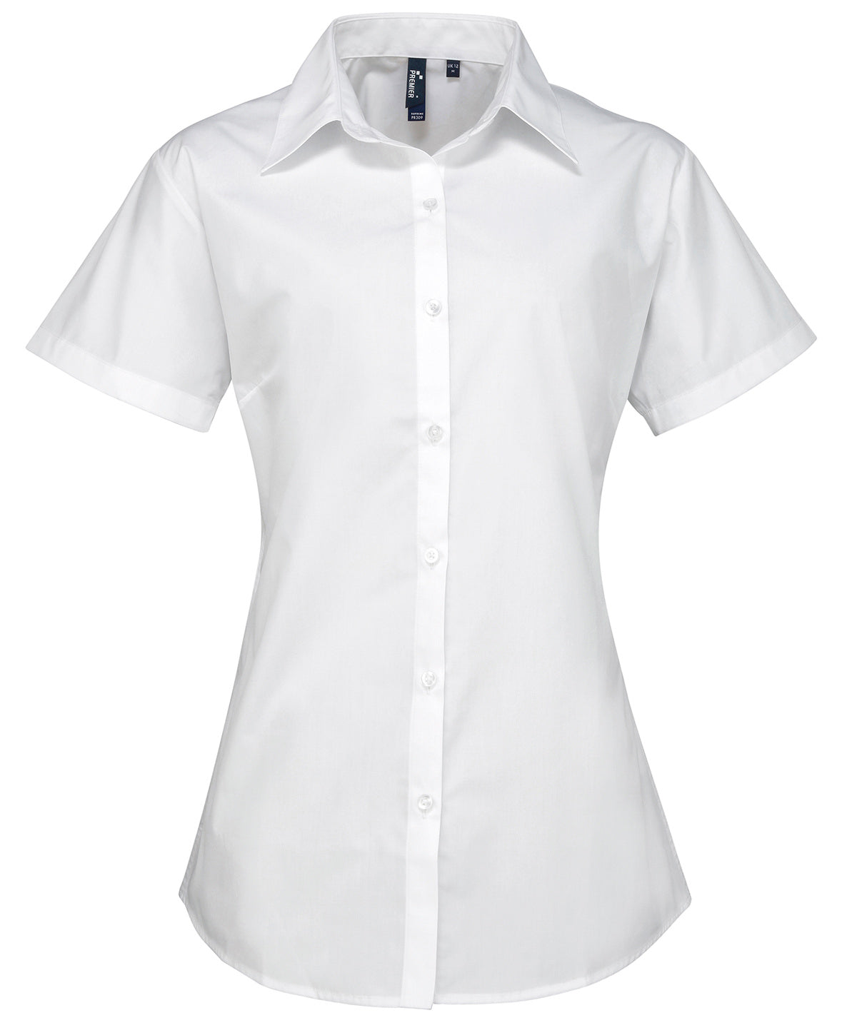 Camisa de manga corta de popeln supremo para mujer | Blanco