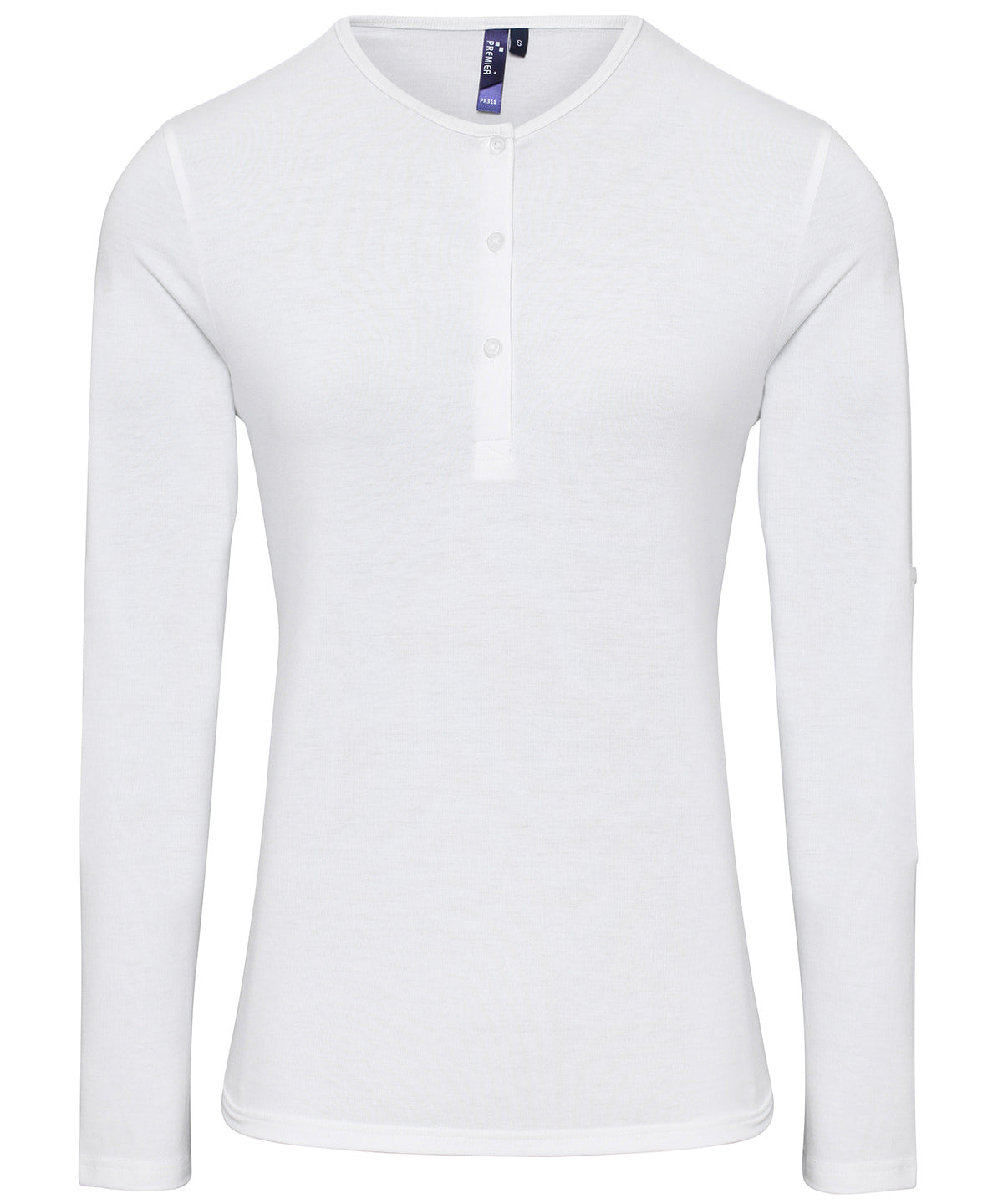 Camiseta de manga larga para mujer Coolplus® con mangas enrolladas | Blanco