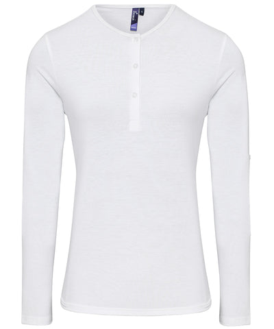 Camiseta de manga larga para mujer Coolplus® con mangas enrolladas | Blanco