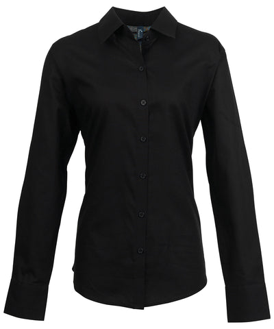 Camisa Oxford de manga larga para mujer | Negro