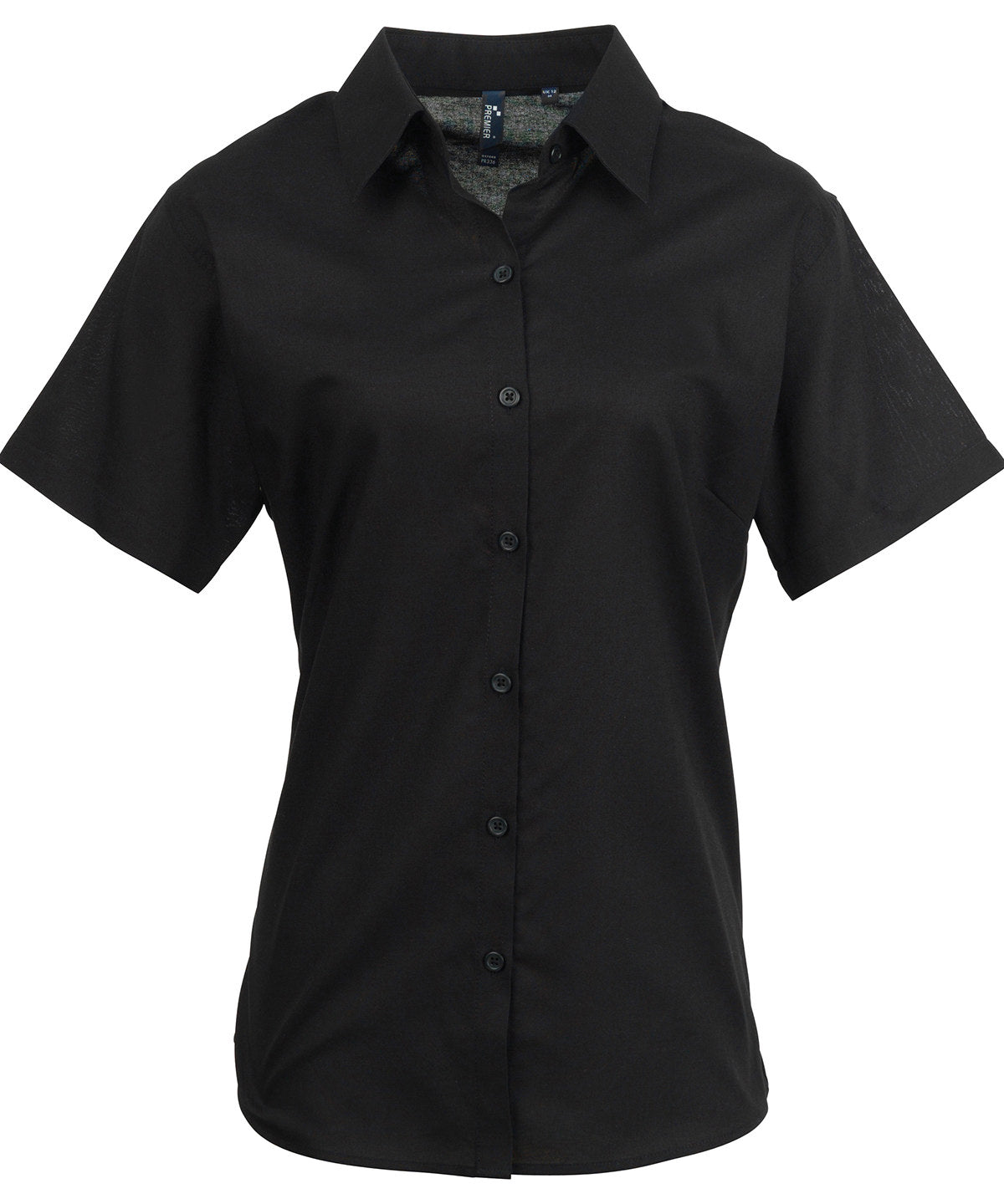 Camisa Oxford de manga courte pour femme | nègre