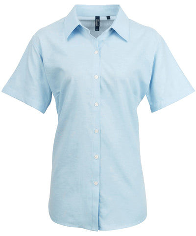 Camisa Oxford de manga corta para mujer | Azul Claro