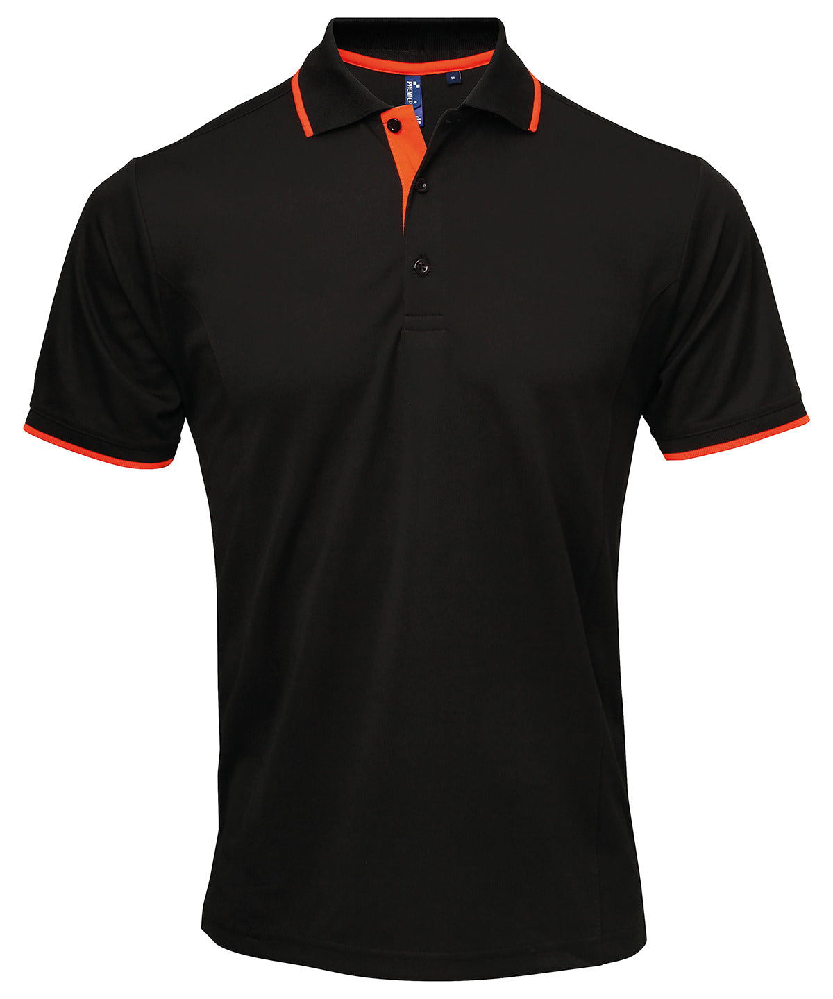 Coolchecker® Kontrast-Polo | Schwarz/Orange