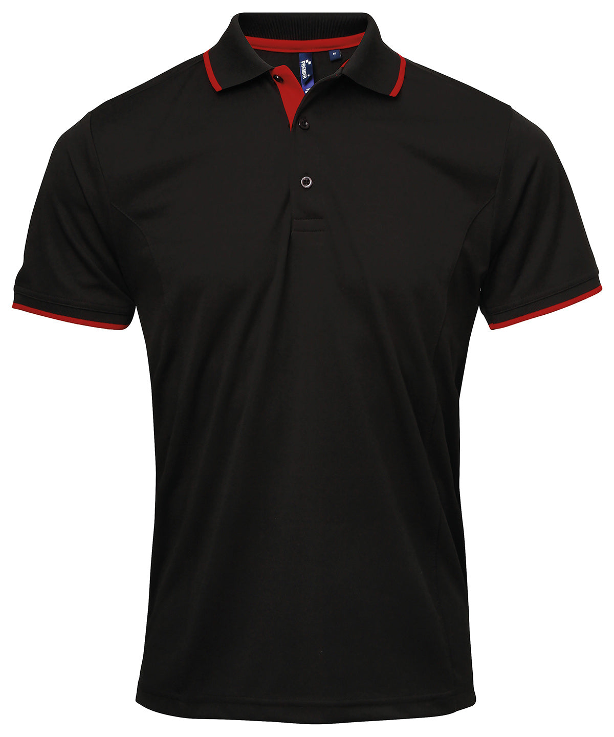 Coolchecker® Kontrast-Polo | Schwarz/Rot