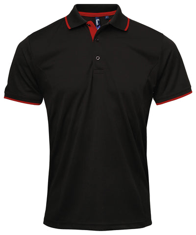 Coolchecker® Kontrast-Polo | Schwarz/Rot
