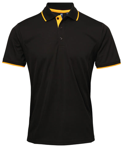 Coolchecker® Kontrast-Polo | Schwarz/Sonnenblume