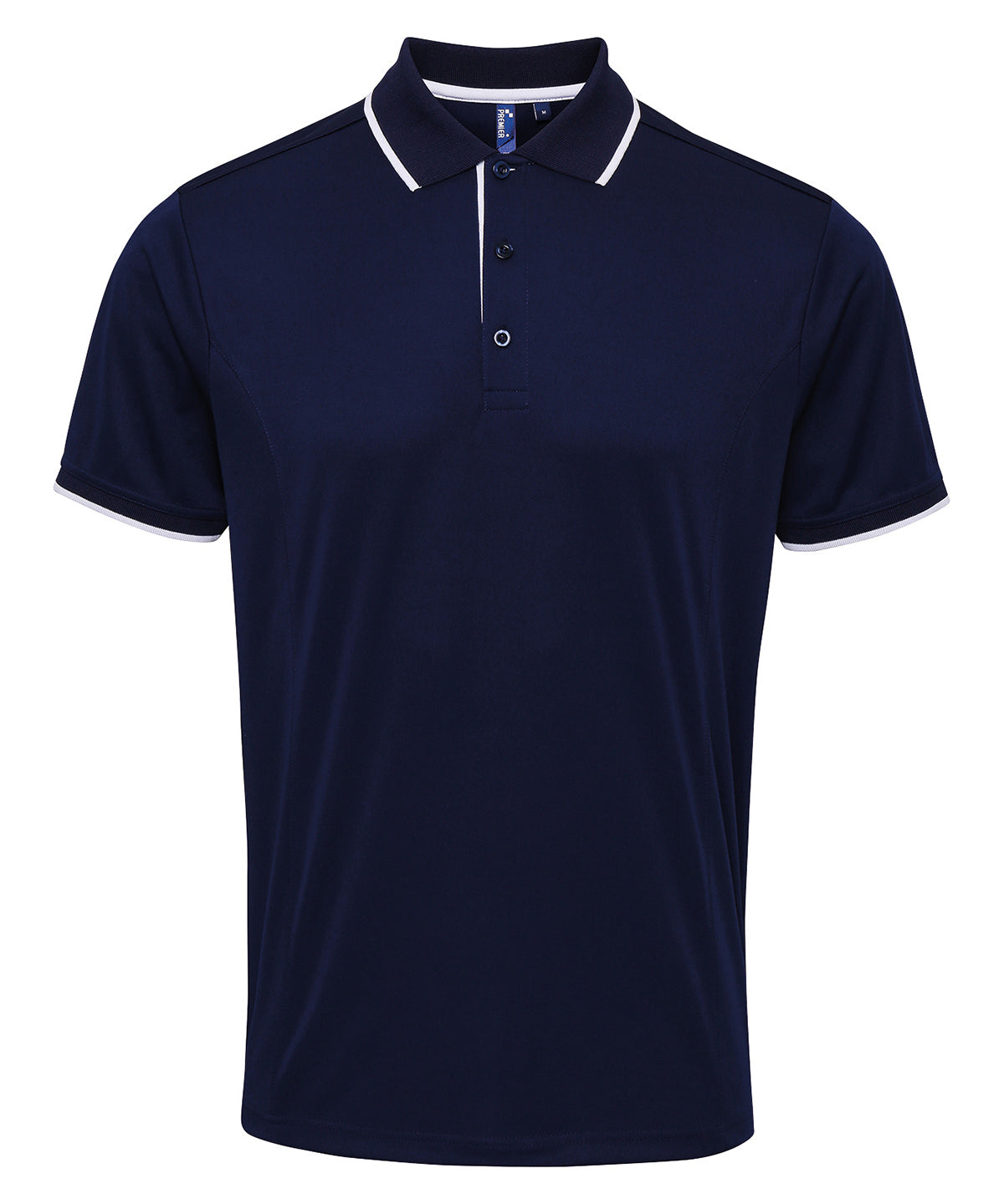 Coolchecker® Kontrast-Polo | Marineblau/Weiß