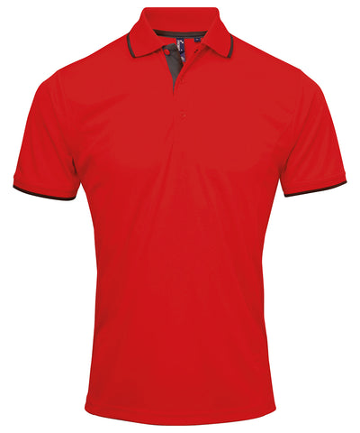 Coolchecker® Kontrast-Polo | Rot/Schwarz