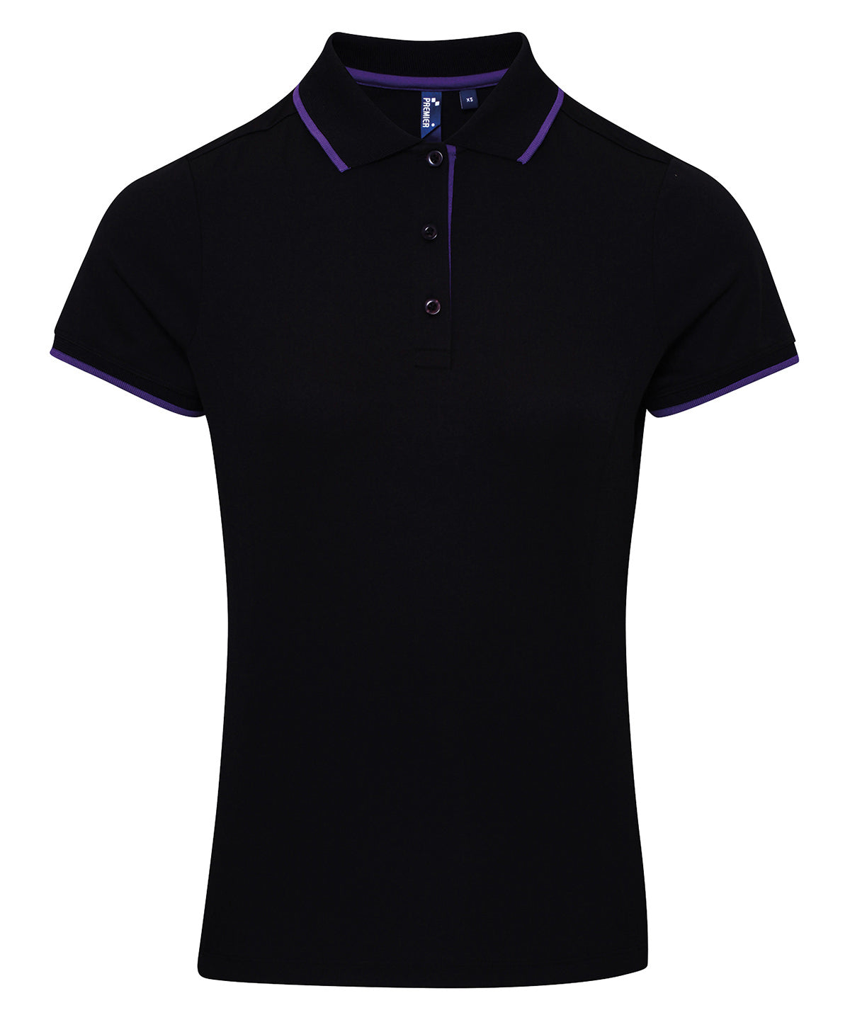 Coolchecker® Contrast Polo für Damen | Schwarz/Lila