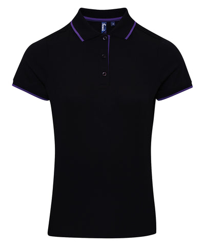 Polo Coolchecker® de contraste para mujer | Negro/Morado