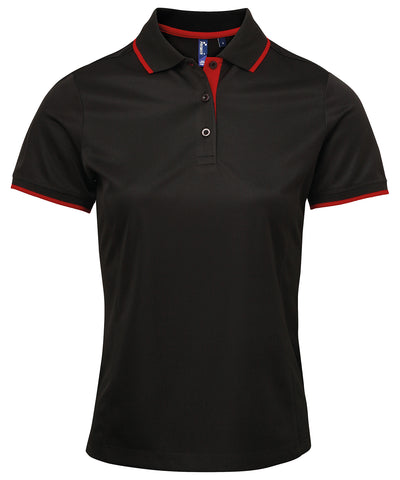 Polo Coolchecker® de contraste para mujer | Negro/Rojo