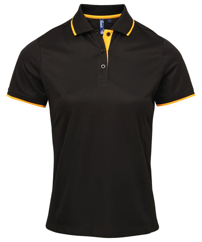 Polo Coolchecker® de contraste para mujer | Negro/Girasol