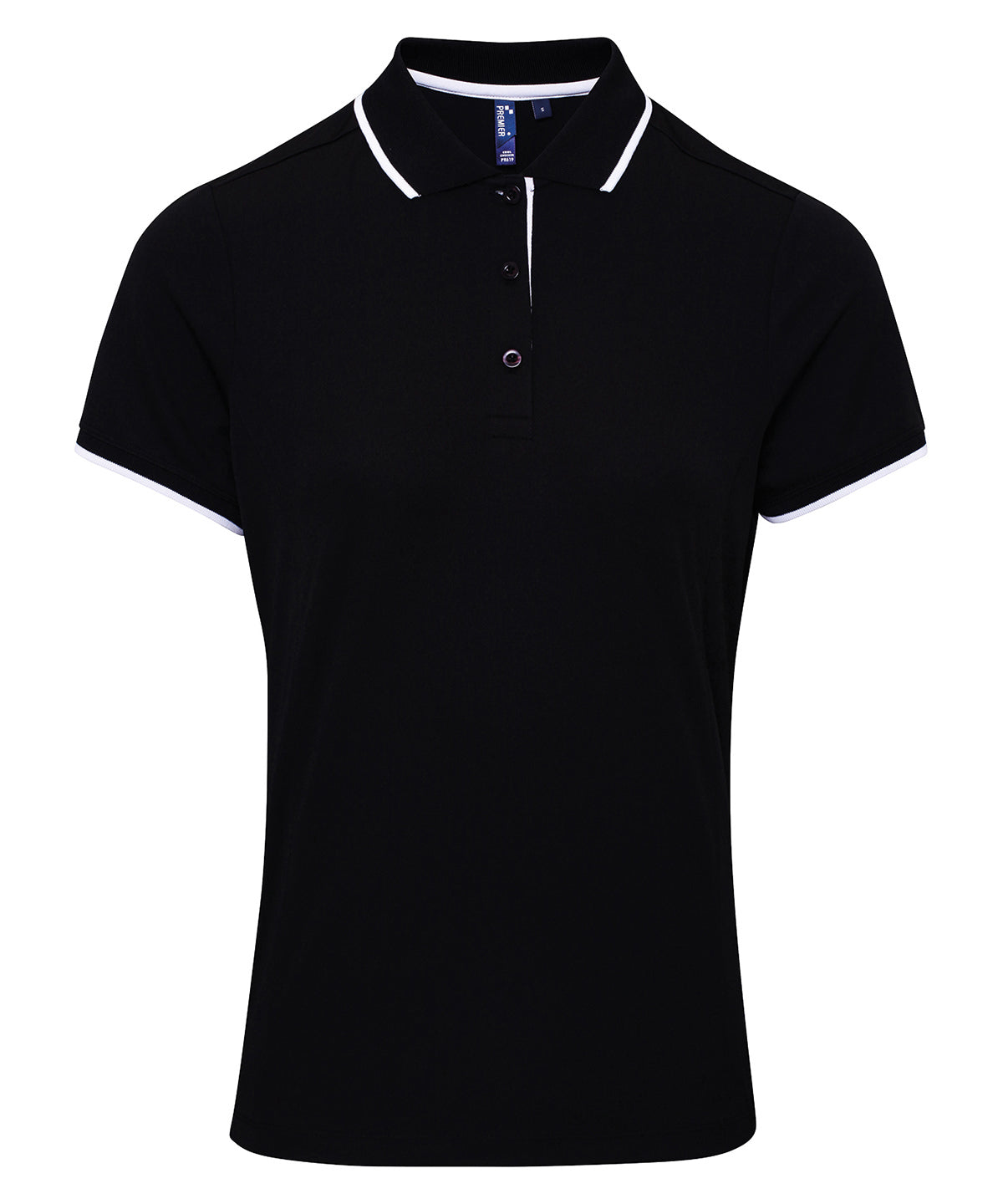 Polo Coolchecker® de contraste para mujer | Negro/Blanco