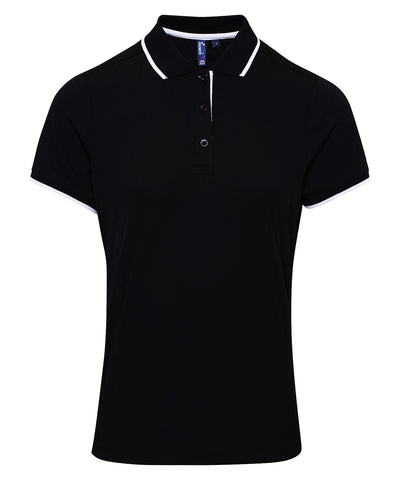 Polo Coolchecker® de contraste para mujer | Negro/Blanco