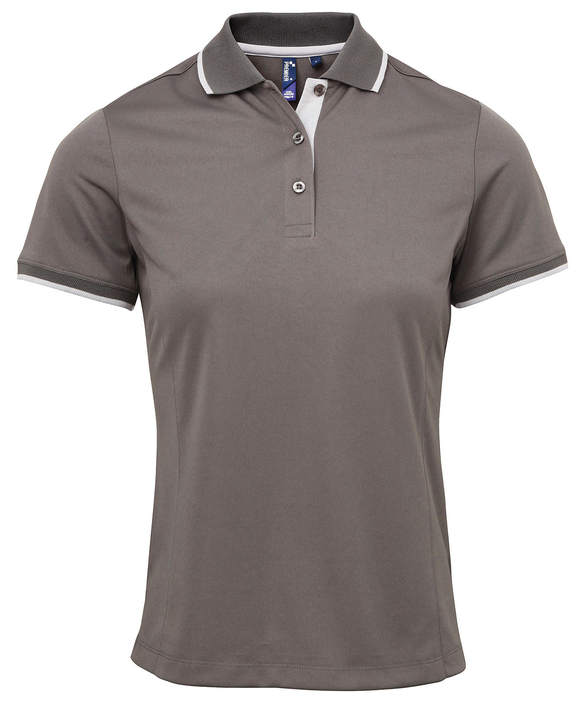 Coolchecker® Kontrast-Poloshirt für Damen | Dunkelgrau/Silber