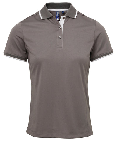 Polo Coolchecker® de contraste para mujer | Gris Oscuro/Plata