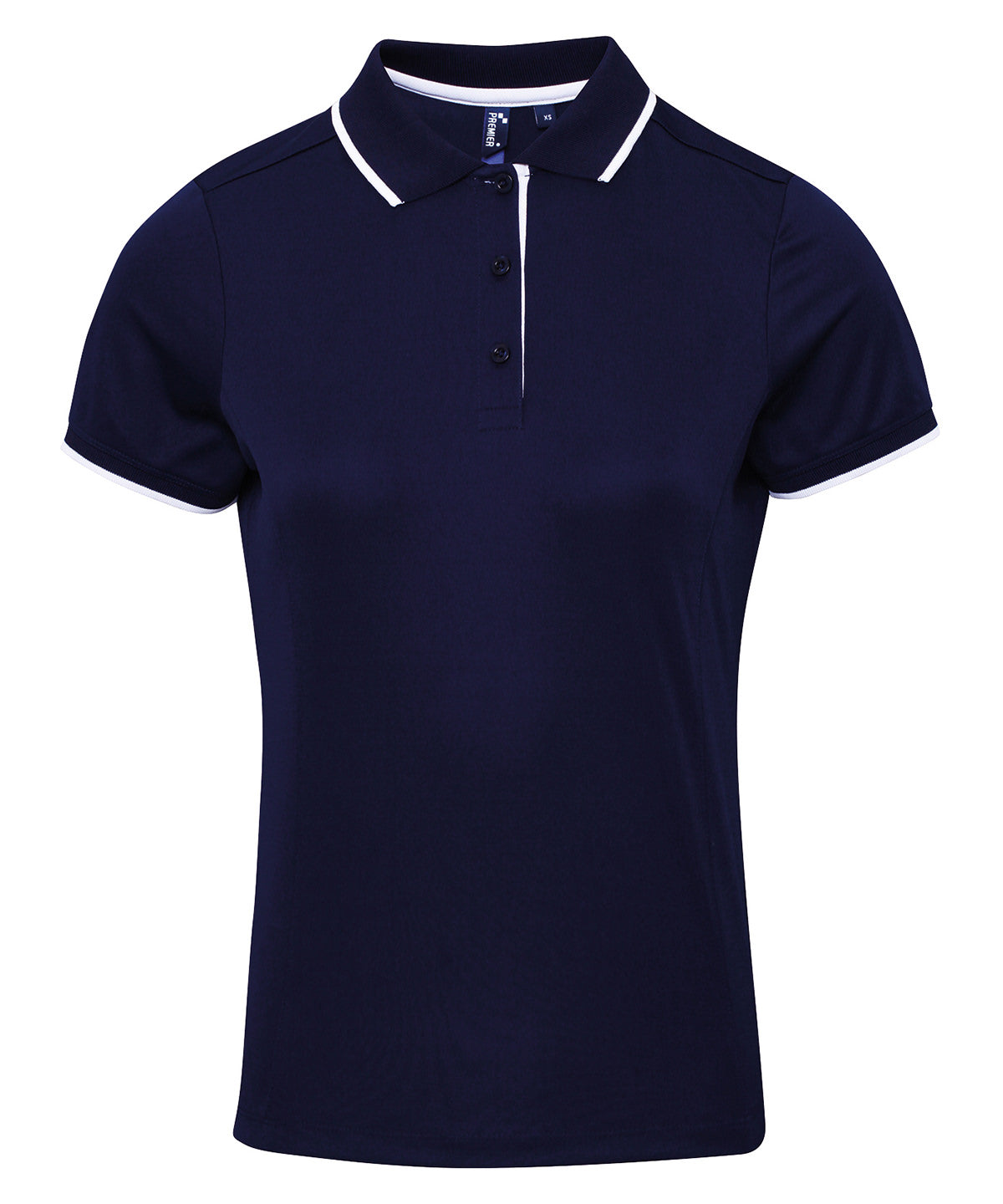 Coolchecker® Kontrast-Polo für Damen | Marineblau/Weiß