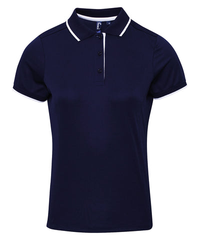 Polo Coolchecker® de contraste para mujer | Azul Marino/Blanco