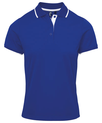 Polo Coolchecker® de contraste para mujer | Azul Real/Blanco