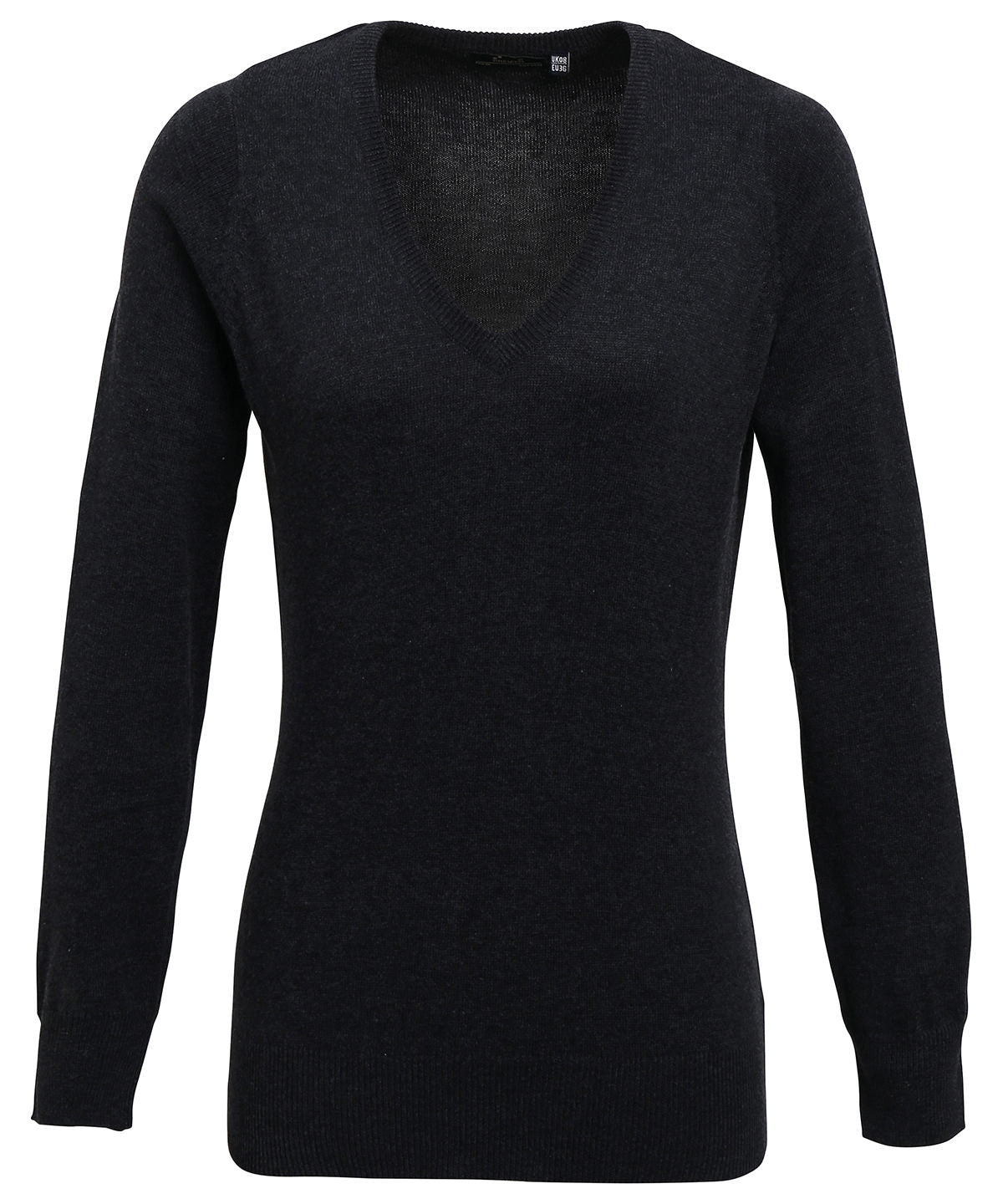 Jersey de punto de mujer con cuello en V | Gris Carbn