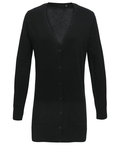 Langer Damen-Strickcardigan | Schwarz