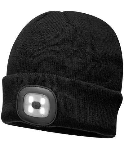 Gorra con luz LED recargable por USB (B029) | Negro