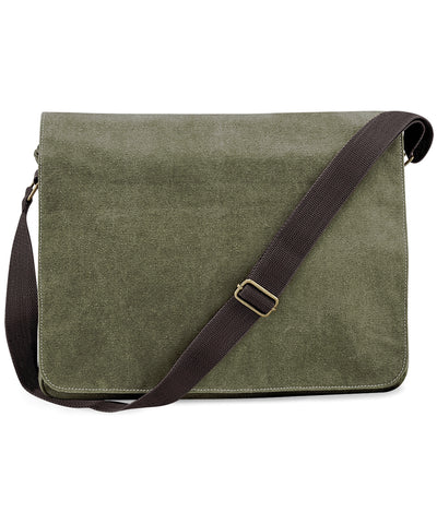 Bolso de mensajero de lona vintage | Verde Militar Vintage