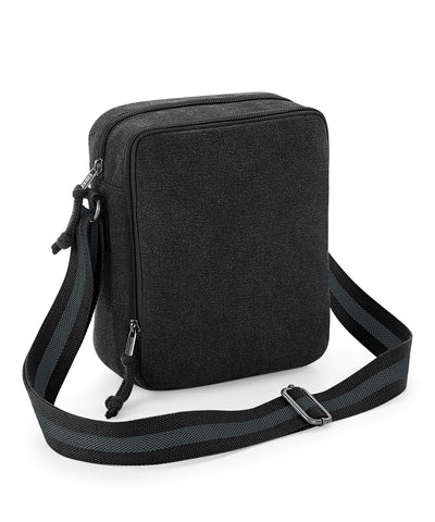 Bolso bandolera mini de lona vintage | Negro Vintage