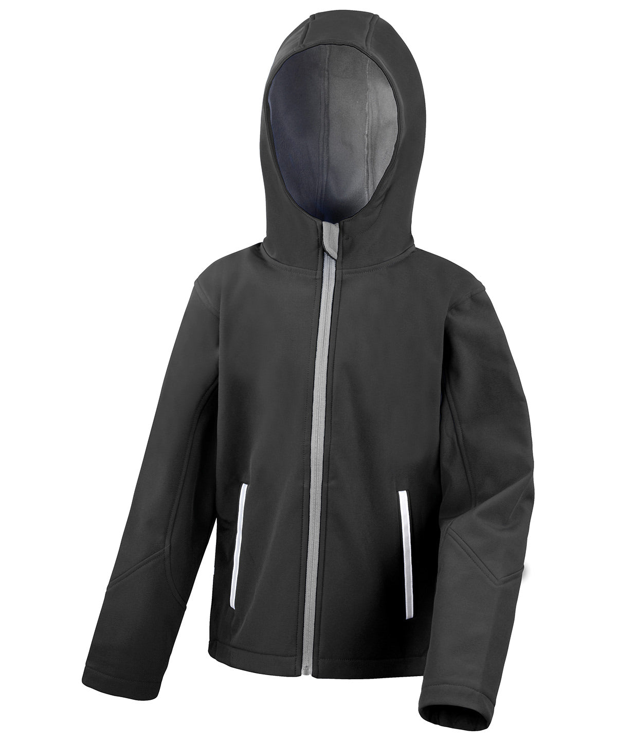 Chaqueta softshell con capucha Core junior TX para rendimiento | Negro/Gris
