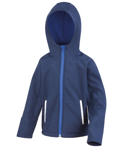 Chaqueta softshell con capucha Core junior TX para rendimiento | Azul Marino/Azul Real