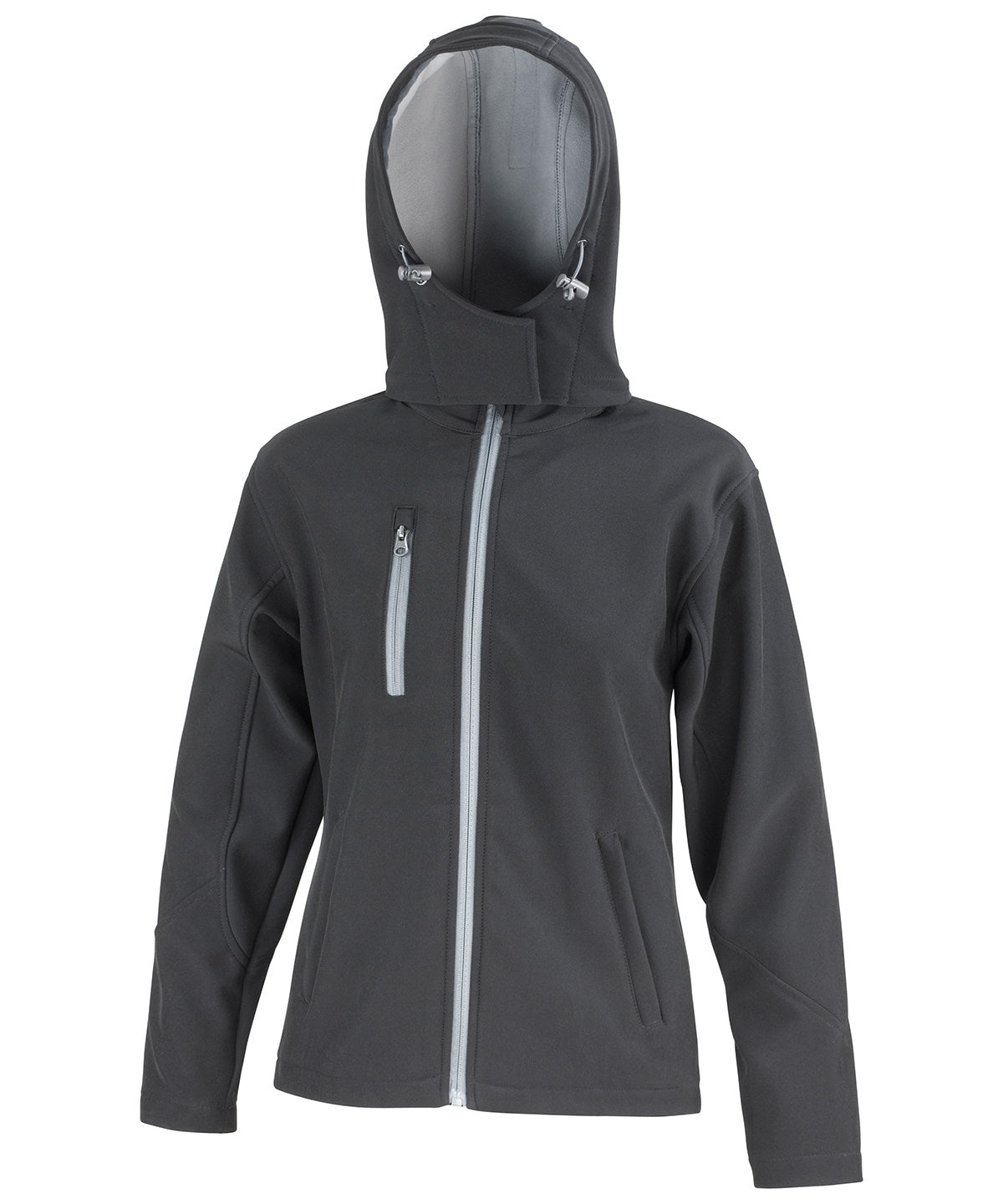 Damen Core TX Performance Softshelljacke mit Kapuze | Schwarz/Grau