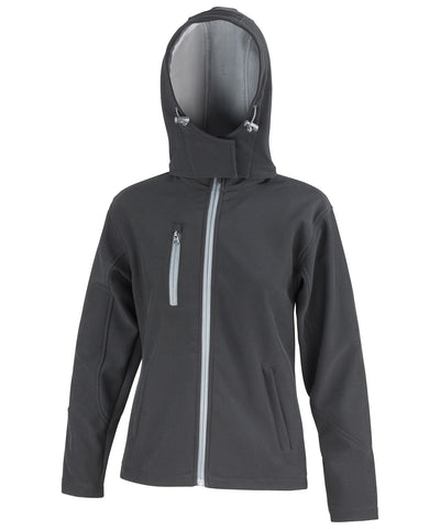 Chaqueta softshell con capucha y rendimiento Core TX para mujer | Negro/Gris