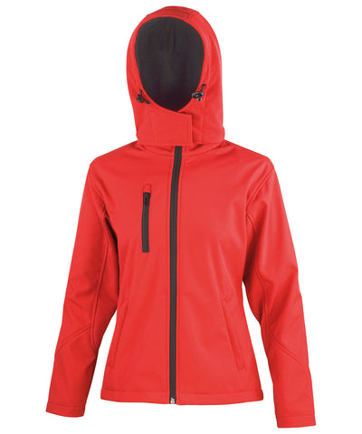 Chaqueta softshell con capucha y rendimiento Core TX para mujer | Rojo/Negro