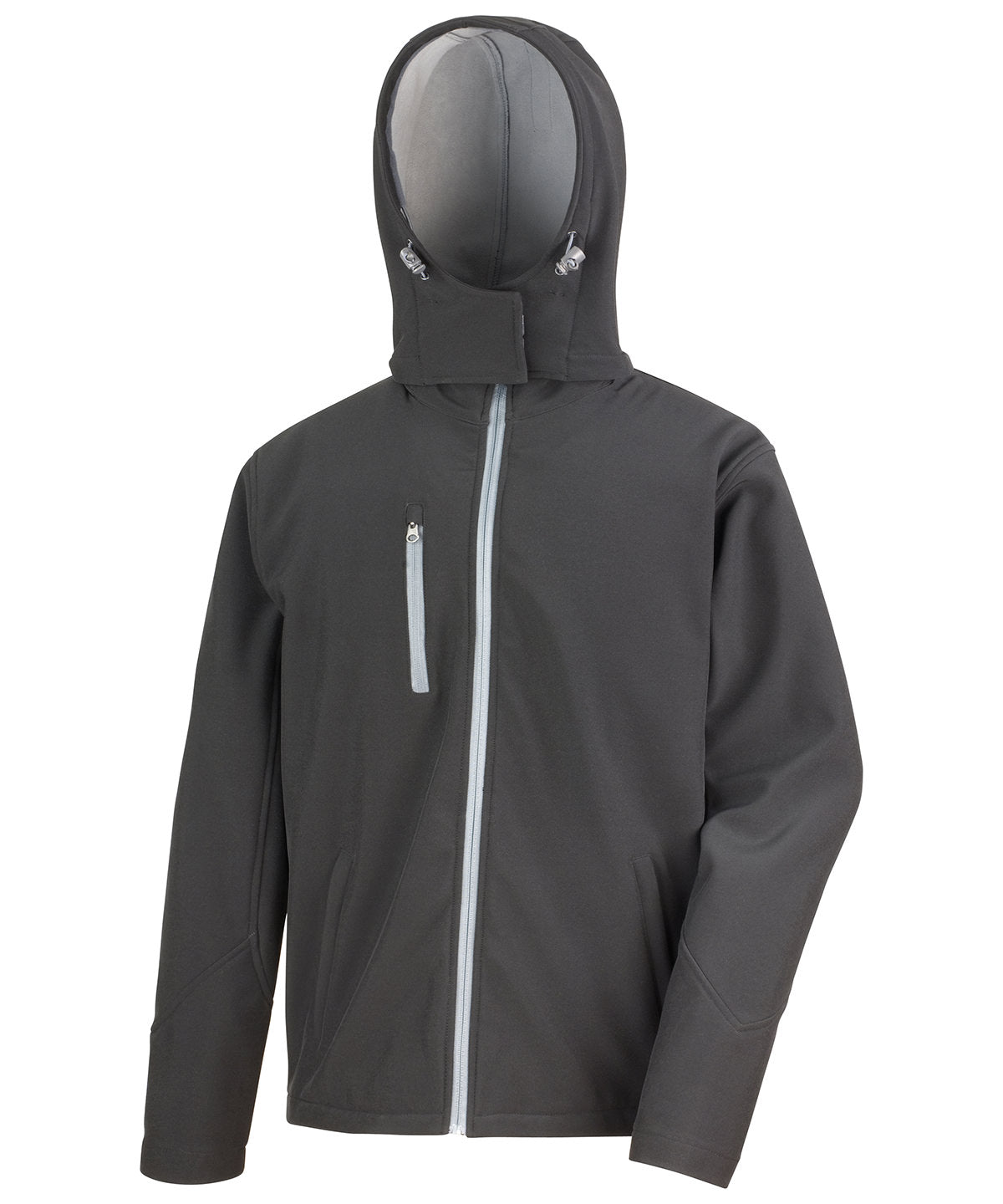 Chaqueta softshell con capucha Core TX de rendimiento | Negro/Gris