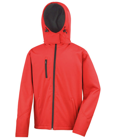 Chaqueta softshell con capucha Core TX de rendimiento | Rojo/Negro