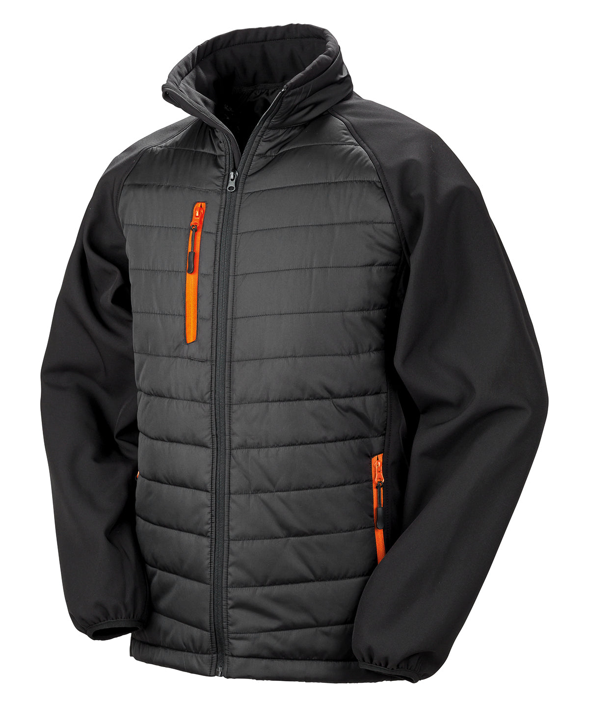 Chaqueta acolchada softshell Compass | Nègre/Naranja