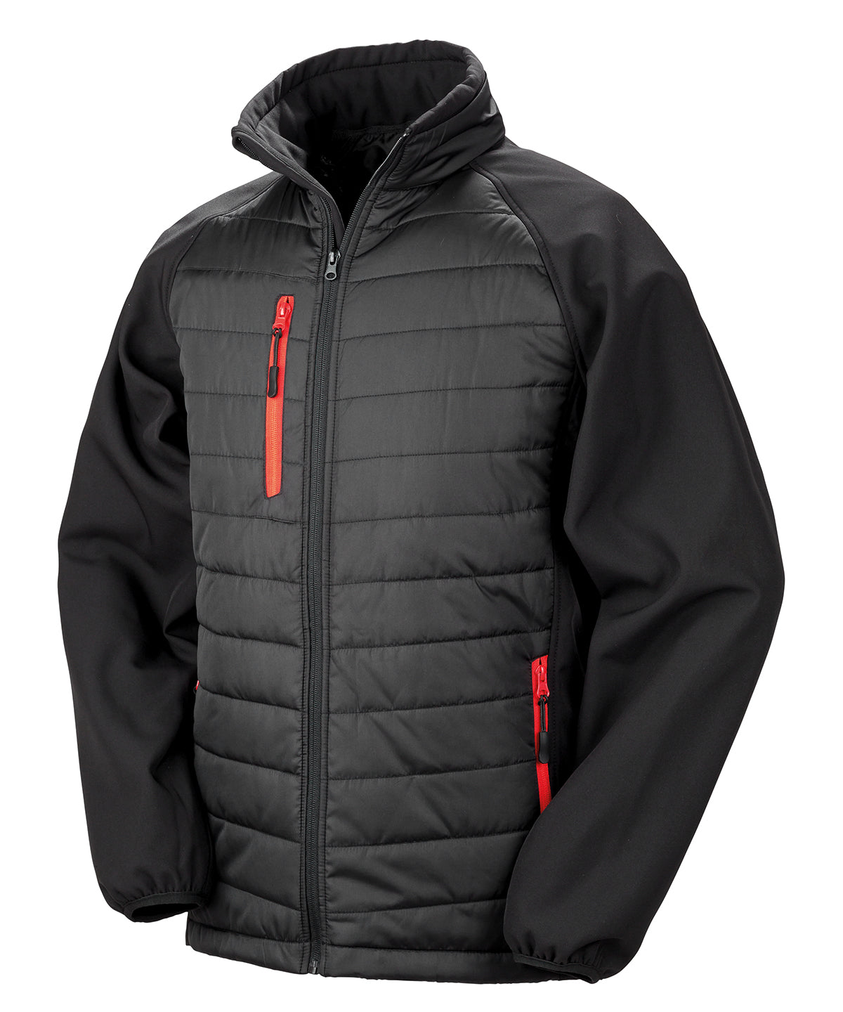 Chaqueta acolchada softshell Compass | Nègre/Rojo