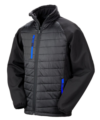 Chaqueta acolchada softshell Compass | Negro/Azul Royal