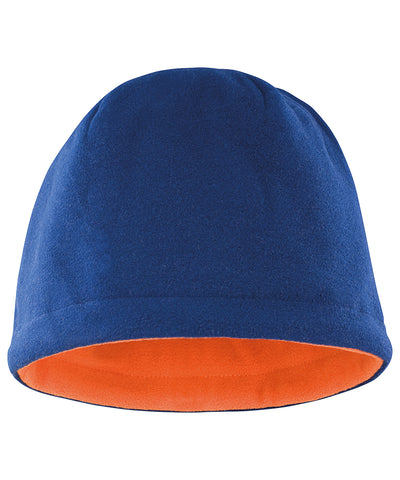 Gorro de calavera de forro polar reversible | Azul Marino/Naranja